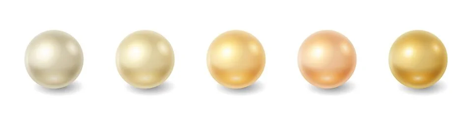 Set of Five Shiny Pearls in Different Shades Stock Illustration