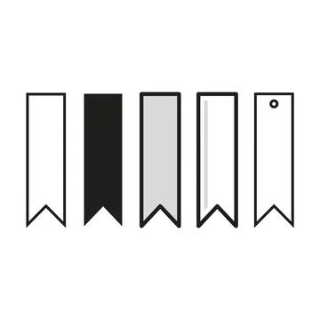 Set of five simple flat design ribbon banners in black, grey, and white wit.. Stock Illustration