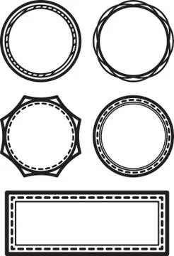 Set of five solid vector templates for rubber stamps Illustrazione stock