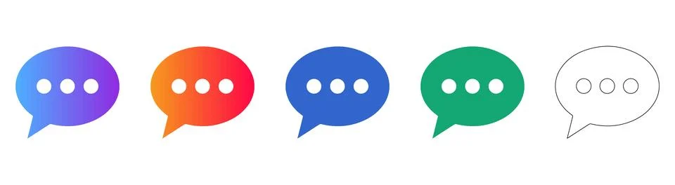 Set of Five Speech Bubble Icons Stock Illustration