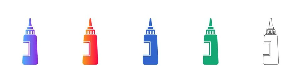 Set of Five Squeeze Bottle Icons Stock Illustration