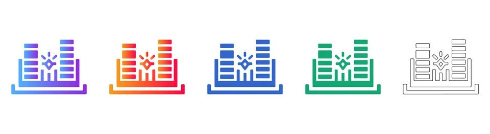 Set of Five Star Highlighted Bar Chart Icons Illustration