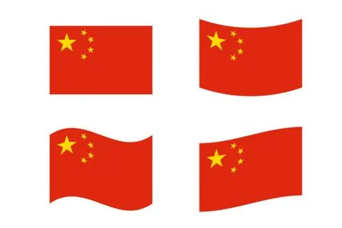 Set of Five starred red Flag of China. イラスト素材