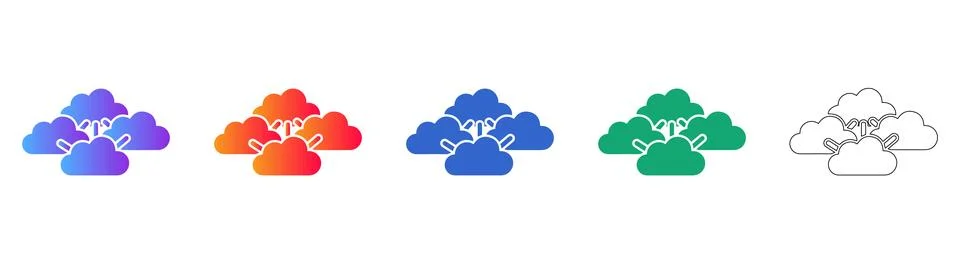 Set of Five Stylized Cloud Icons イラスト素材