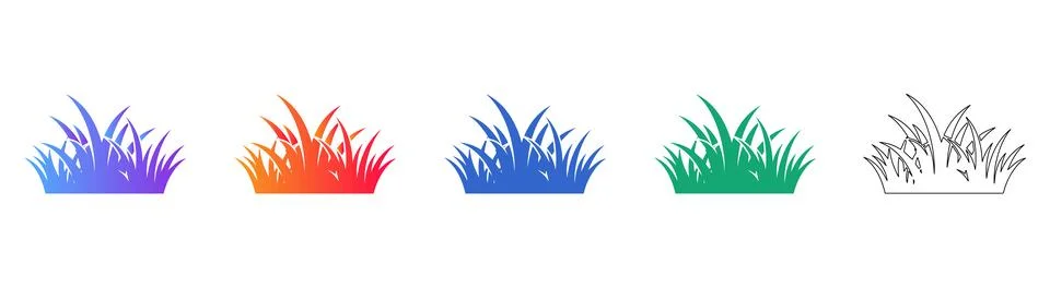 Set of Five Stylized Grass Patch Icons Ilustración de archivo