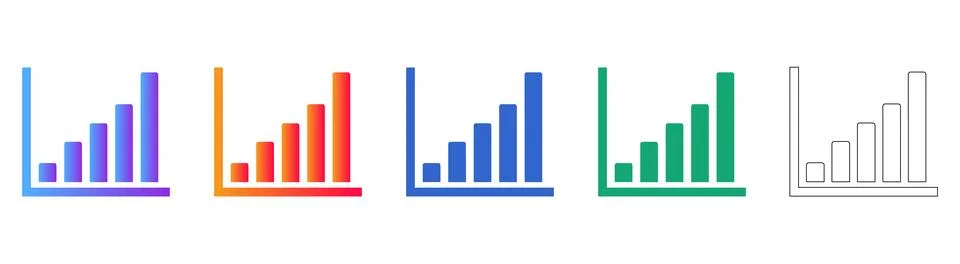 Set of Five Stylized Rising Bar Chart Icons Stock-Illustration