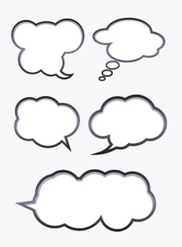 Set of five talking bubbles with inner shadow 스톡 일러스트