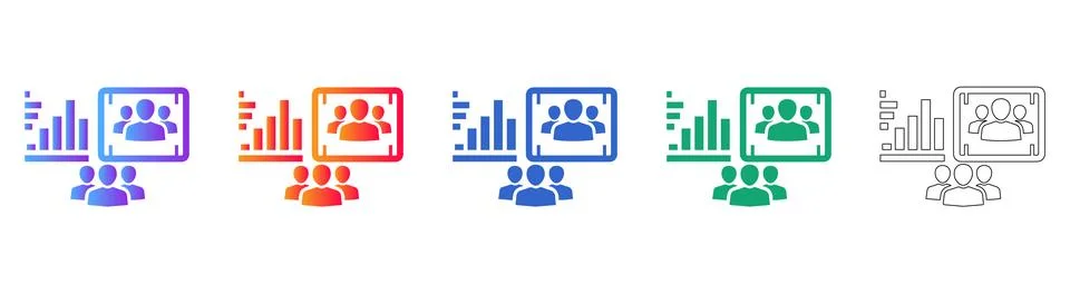 Set of Five Team Data Visualization Icons Stockillustratie