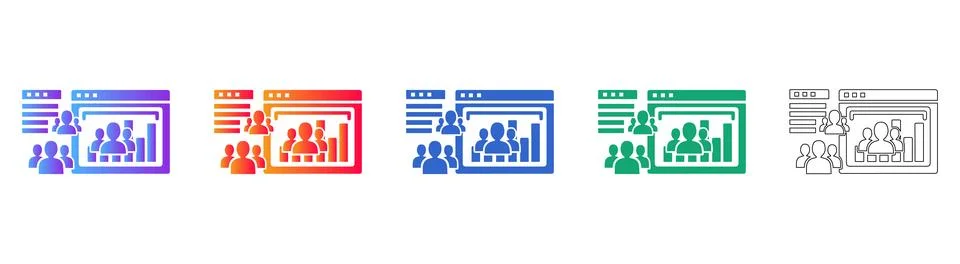 Set of Five Team Performance Analytics Icons Stock Illustration