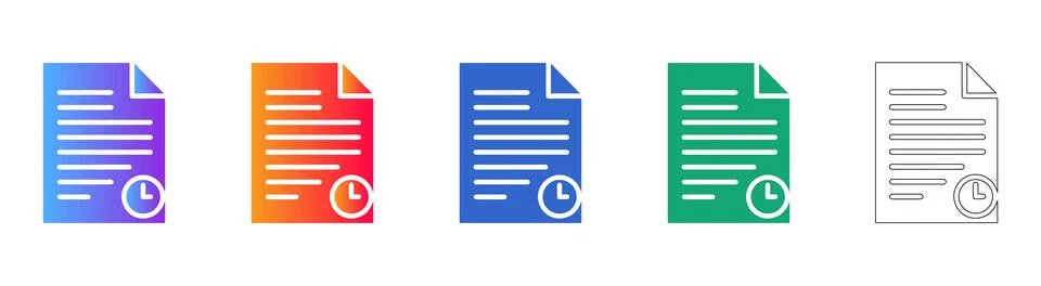 Set of Five Time Sensitive Document Icons Stock Illustration