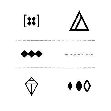 Set of five trendy minimalistic logo designs Stock Illustration