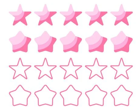 Set of five vector pink shiny stars. Star figures set. Templates for design.. Stock Illustration