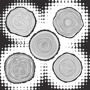 Set of five vector tree rings background Stock Illustration