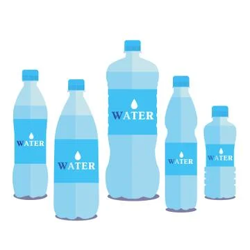 Set of five water bottles Stock Illustration