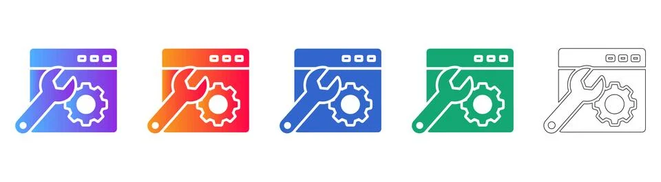 Set of Five Website Configuration Icons 스톡 일러스트
