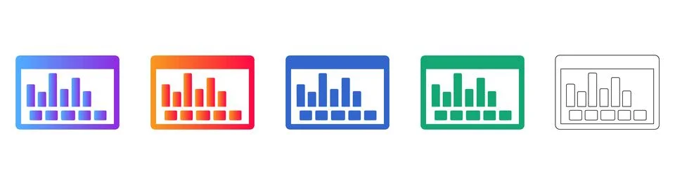Set of Five Window Interface Bar Graph Icons Stockillustratie