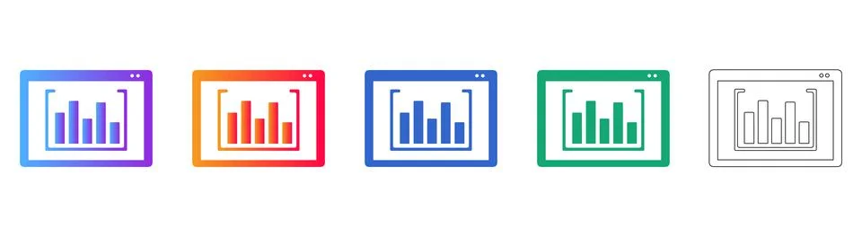 Set of Five Windowed Data Frame Icons イラスト素材