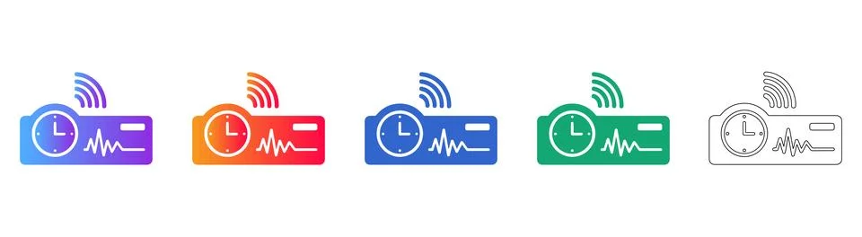 Set of Five Wireless Signal Clock Icons Stock-Illustration