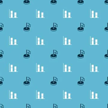 Set Flag and Graph, chart, diagram on seamless pattern. Vector Stock Illustration
