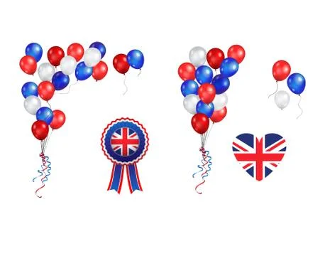 Set flag and objects for design Stock Illustration