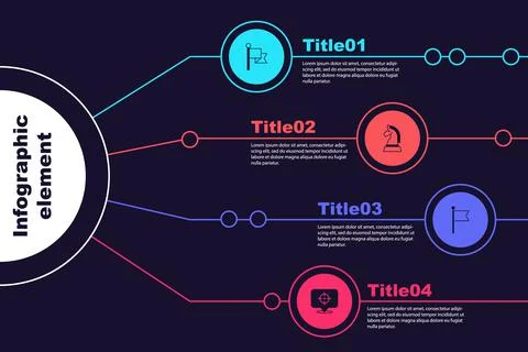 Set Flag, Chess, and Target. Business infographic template. Vector Stock Illustration