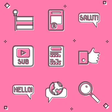 Set Flag, Exam sheet with A plus grade, Salut in different languages, Video Stock Illustration