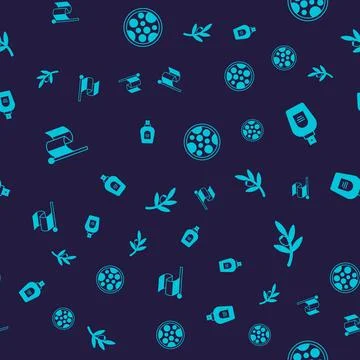 Set Flag Italy, Perfume, Pizza and Olives branch on seamless pattern. Vector Stock Illustration