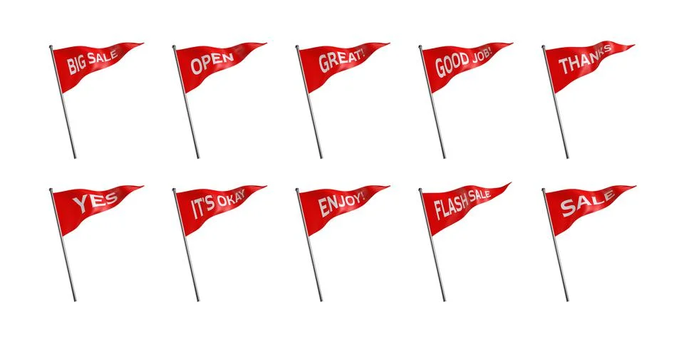 Set of flag with quotation illustration. 3d render. Stock Illustration
