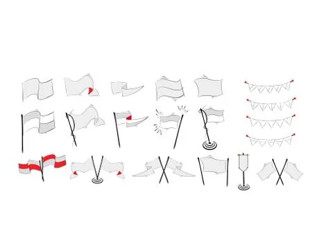 Set Flag Template Flat on white background in vector illustration Stock Illustration