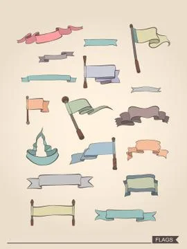 Set of flags and ribbons. Vector Illustration Stockillustratie