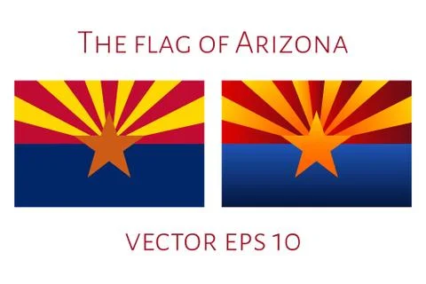 Set of flags of Arizona. Classical and with gradient colors. Template for Stock Illustration