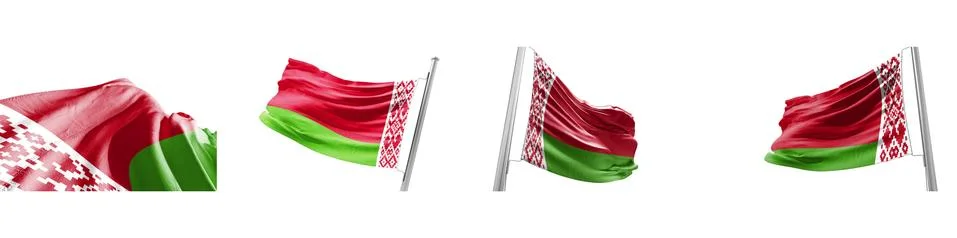 Set Flags of Belarus on white background. 3D illustration Illustrazione stock