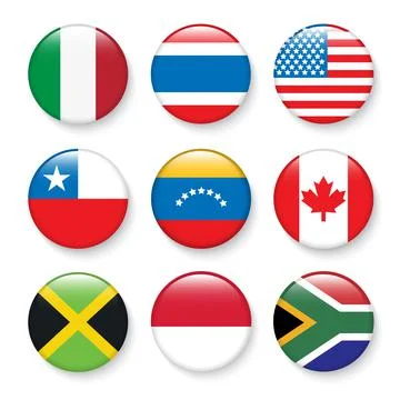 Set of flags in botton stlye,vector design element eps10 illustration Stock Illustration