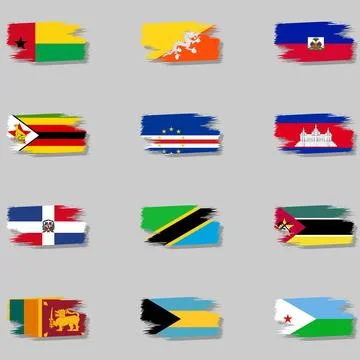 Set of flags brush Stock Illustration