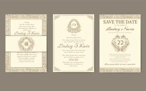 Set of flags with classic strict ornaments. Banners with design for business for Stock Illustration