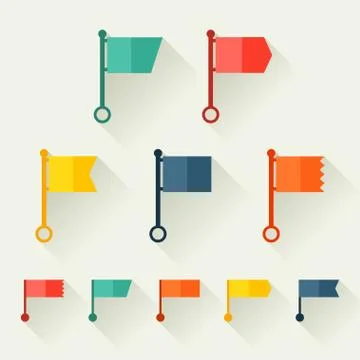 Set of flags for design in flat style Stock Illustration