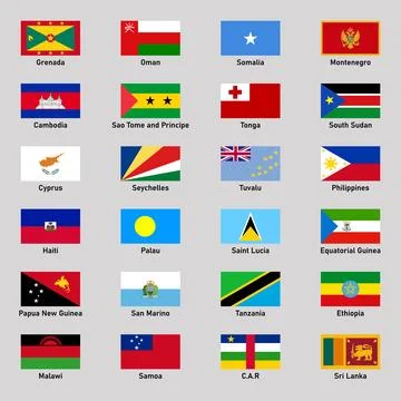 Set of flags of different countries in flat style. Stock Illustration