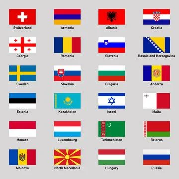 Set of flags of different european countries in flat style. Stock-Illustration