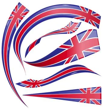Set of flags of great britain in different shapes, vector illustration Stockillustratie