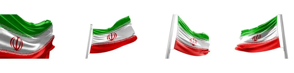 Set Flags of Iran on white background. 3D illustration Stock Illustration