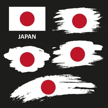 Set of flags of Japan painted with a brush Stock Illustration