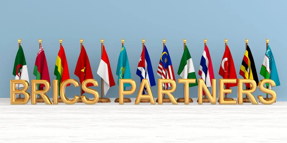 Set flags partners BRICS. 3D illustration Stock Illustration