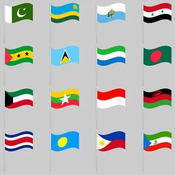 Set of flags on a pole Stock Illustration