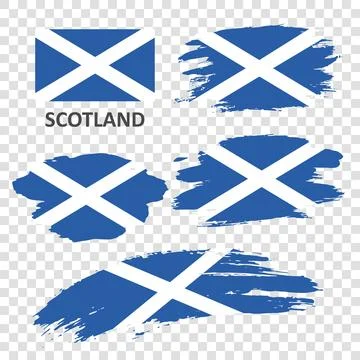 A set of flags of Scotland painted with a brush by hand Stock Illustration
