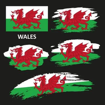 Set of flags of Wales Stock Illustration