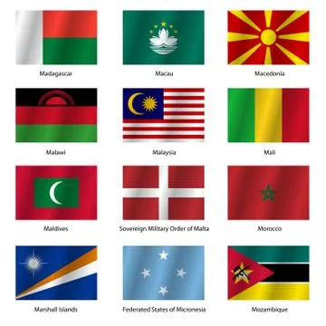 Set  flags of world sovereign states. vector illustration. Stock Illustration