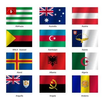 Set  flags of world sovereign states. vector illustration. 스톡 일러스트