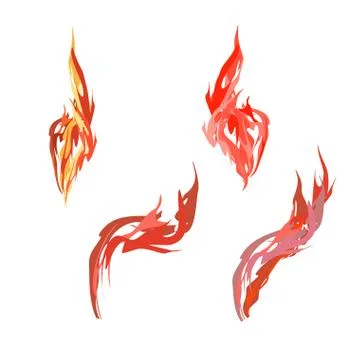 Set flame. Fire on a white background. Vector illustration Illustrazione stock