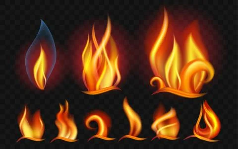 Set of flames - modern vector realistic isolated clip art Stock Illustration