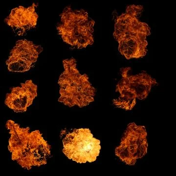 Set of flames Foto stock